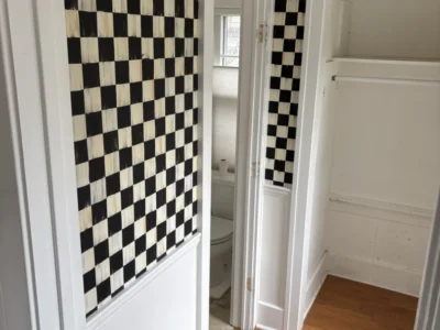 Remodel of small bathroom to add shower and custom cabinet